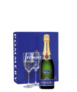 מארז שמפניה פומרי ברוט כשר עם זוג כוסות (Pommery Brut)
