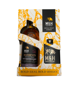 מארז וויסקי מילק אנד האני חבית יין רימונים + פלאסק (Milk Honey Elements pomegranate Gift set)